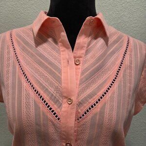 Ariat Women's Size Large Spring/Easter Coral/Peach Button Down Short Sleeve